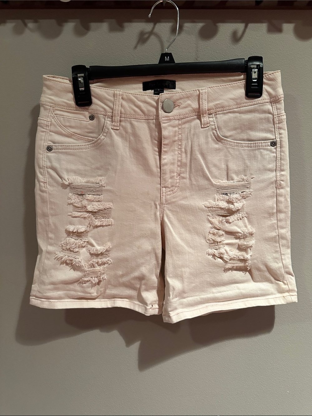 Distressed High-Rise Women's Cream Shorts